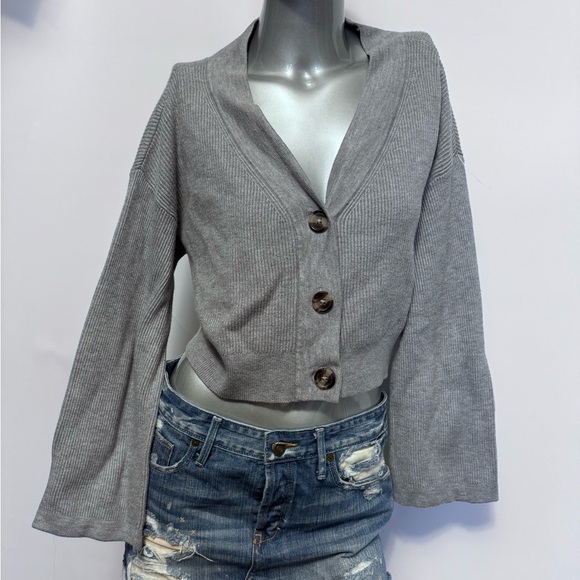 Dynamite Grey Button Cardigan Sweater - Picture 2 of 5